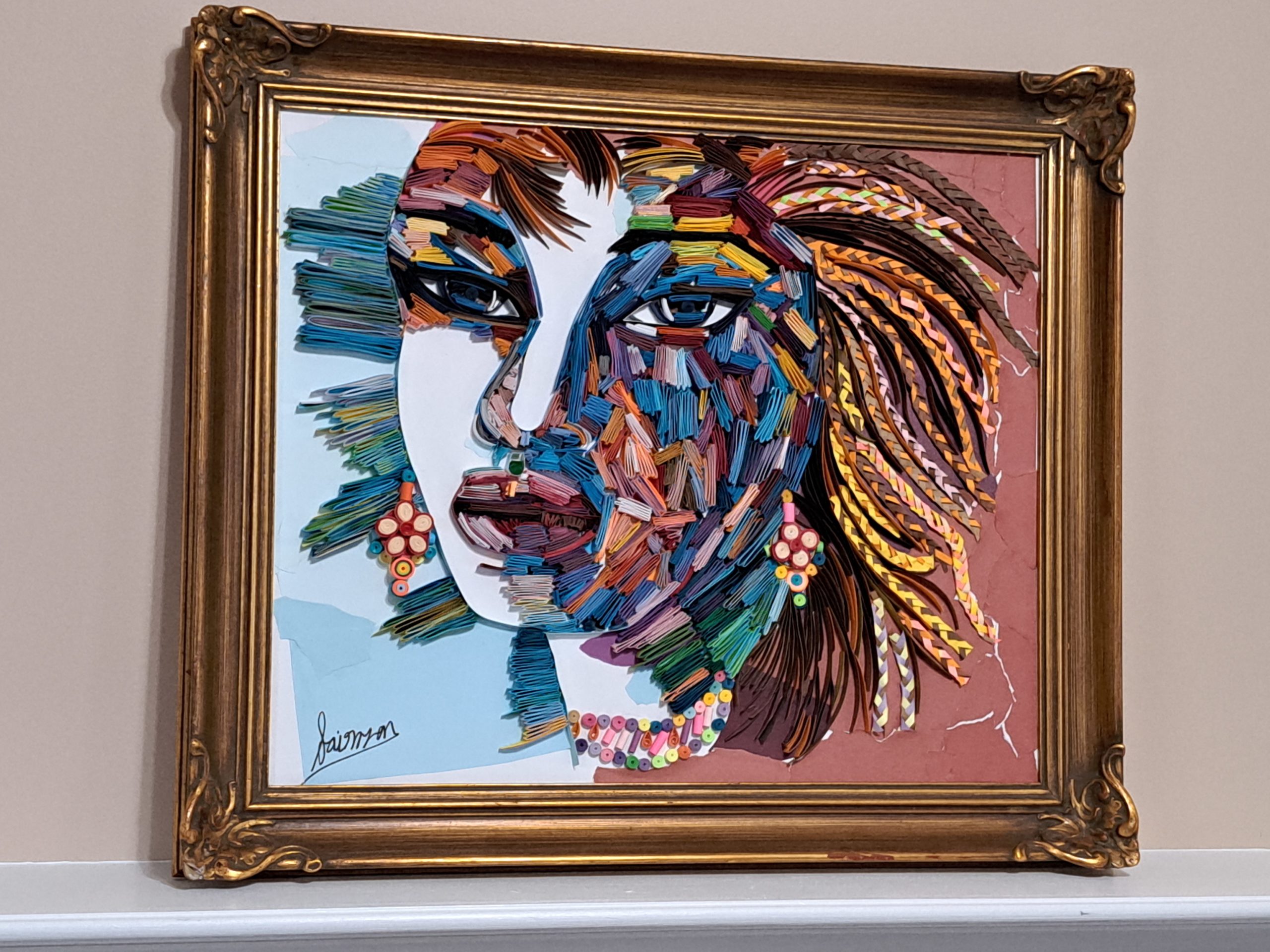 Abstract Face quilling paper art Woman Face Art Wall Art Pop Art Modern gift for her Abstract