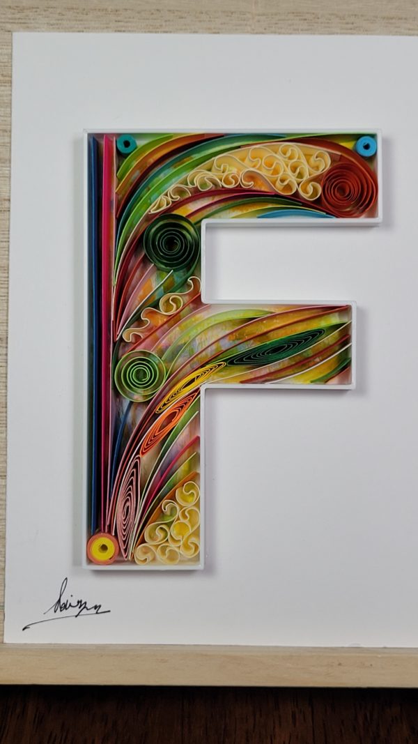 Letter F - Quilling wall paper art, Custom, Framed, Monogram, Personalized, Quilling wall art, Gift quilling art, Home decor, Birthday gift - Image 5