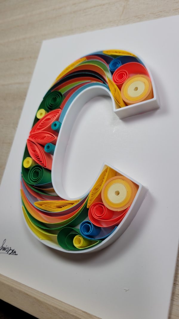 Letter C - Quilling wall paper art, Custom, Framed, Monogram, Personalized, Quilling wall art, Gift quilling art, Home decor, Birthday gift - Image 2