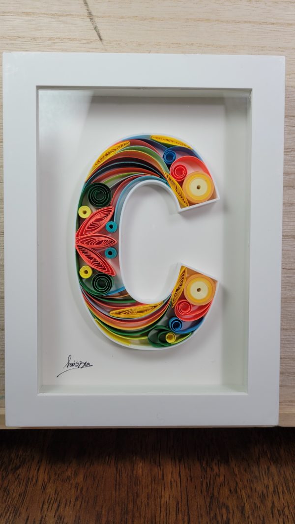 Letter C - Quilling wall paper art, Custom, Framed, Monogram, Personalized, Quilling wall art, Gift quilling art, Home decor, Birthday gift - Image 4