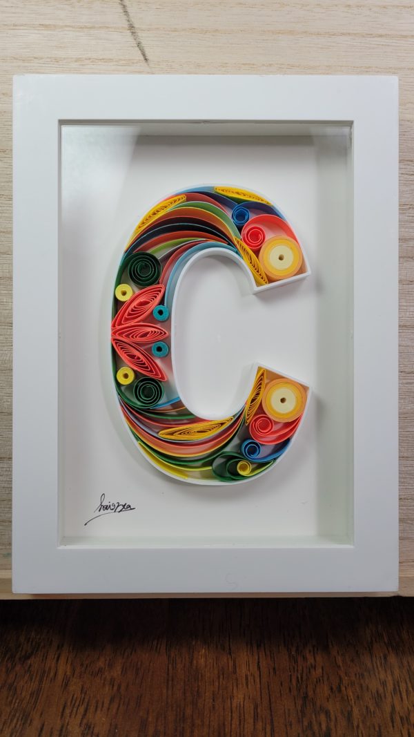 Letter C - Quilling wall paper art, Custom, Framed, Monogram, Personalized, Quilling wall art, Gift quilling art, Home decor, Birthday gift