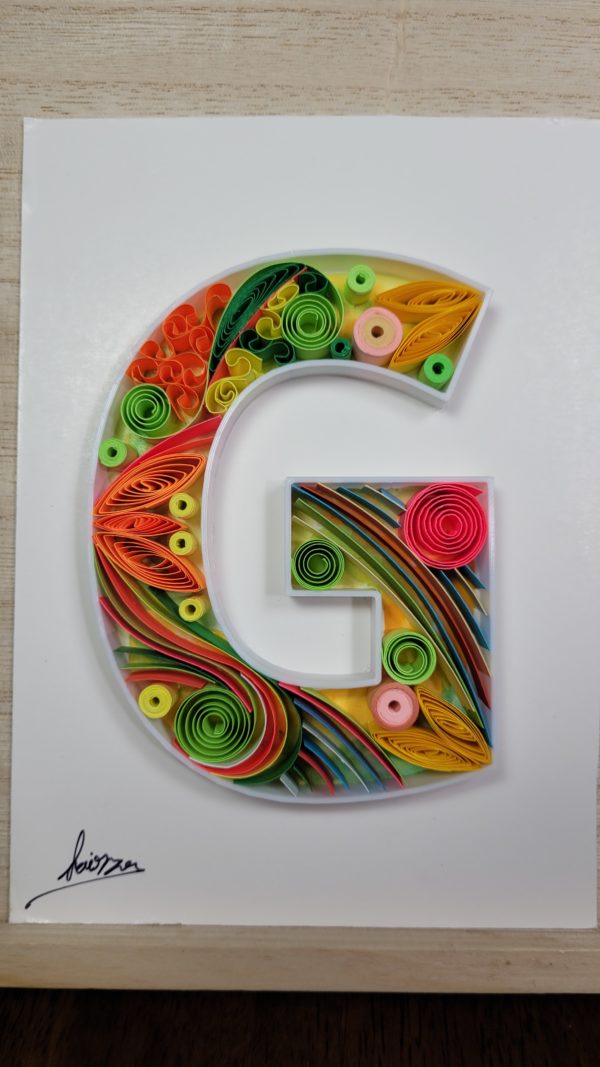 Letter G - Quilling wall paper art, Custom, Framed, Monogram, Personalized, Quilling wall art, Gift quilling art, Home decor, Birthday gift - Image 6