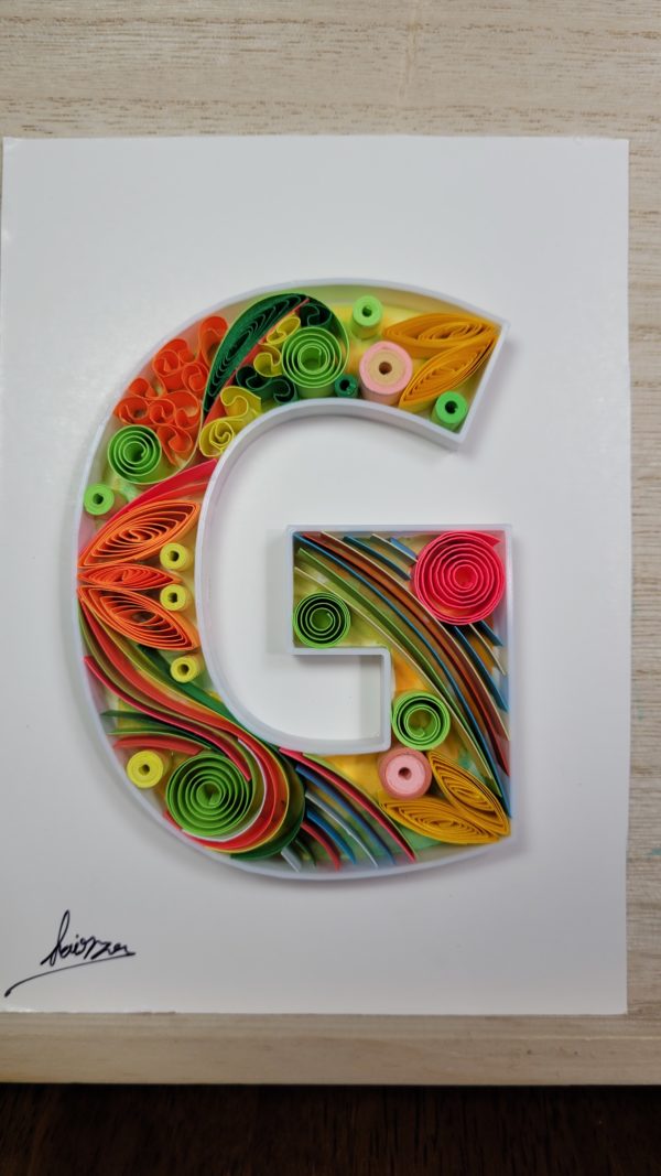 Letter G - Quilling wall paper art, Custom, Framed, Monogram, Personalized, Quilling wall art, Gift quilling art, Home decor, Birthday gift - Image 4