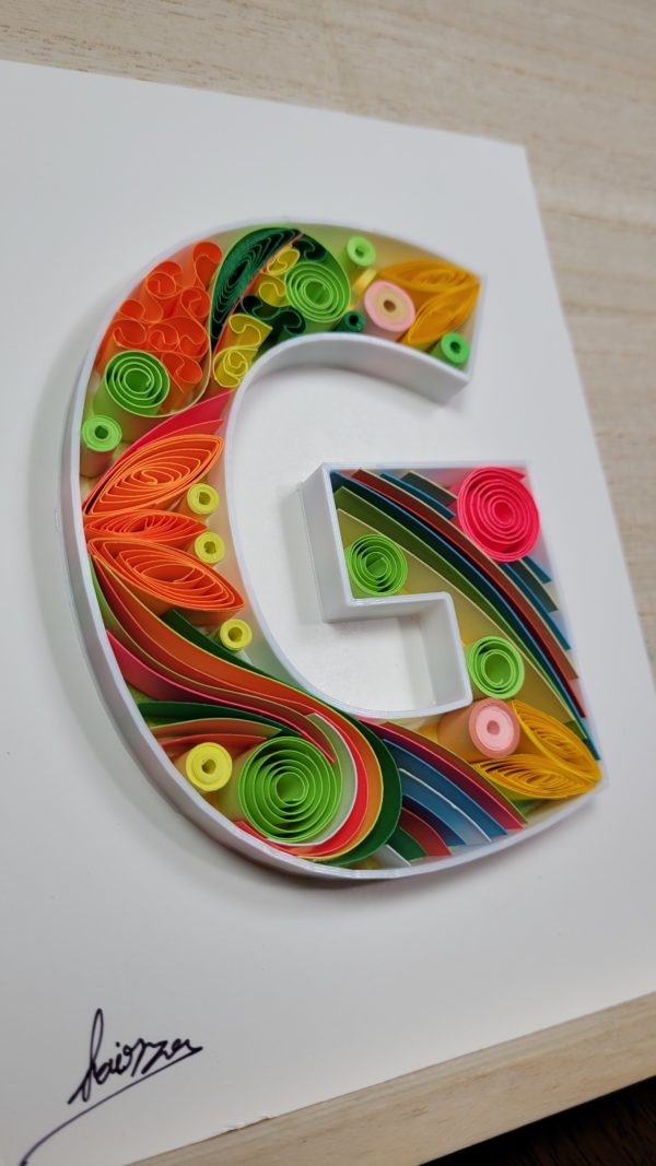 Letter G - Quilling wall paper art, Custom, Framed, Monogram, Personalized, Quilling wall art, Gift quilling art, Home decor, Birthday gift - Image 2