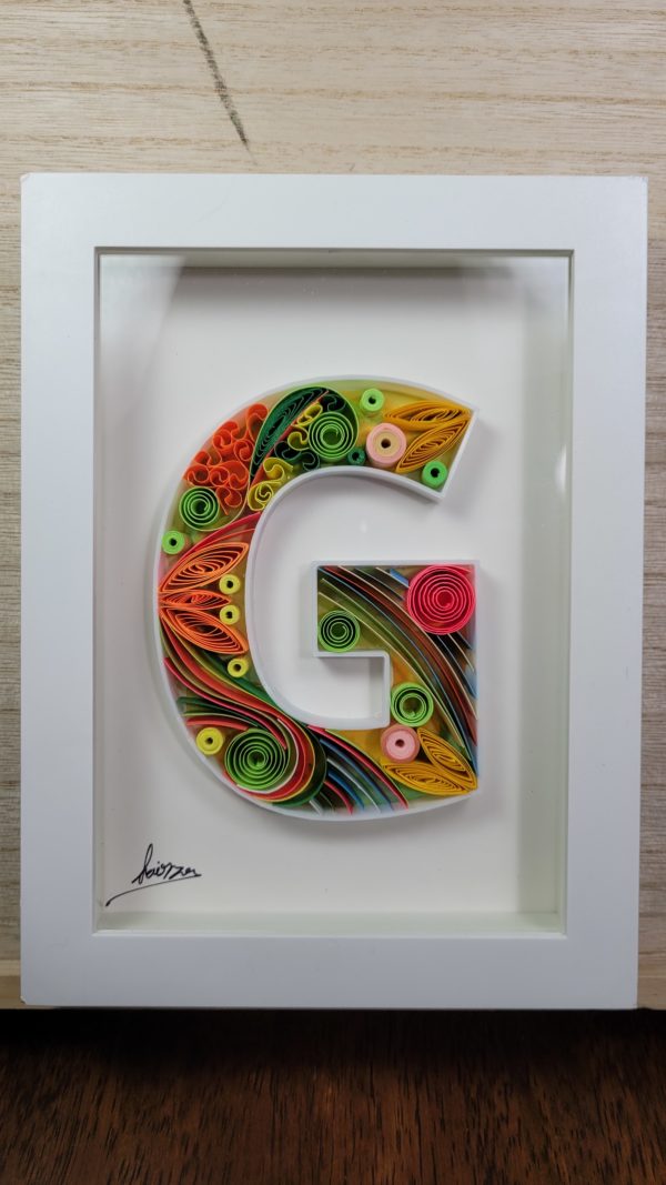 Letter G - Quilling wall paper art, Custom, Framed, Monogram, Personalized, Quilling wall art, Gift quilling art, Home decor, Birthday gift - Image 5