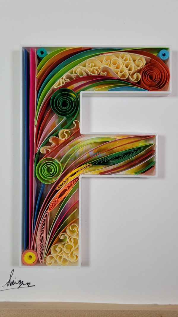 Letter F - Quilling wall paper art, Custom, Framed, Monogram, Personalized, Quilling wall art, Gift quilling art, Home decor, Birthday gift - Image 7